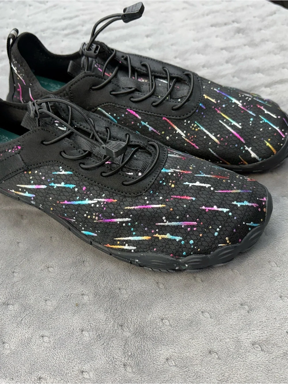 Men's Black Boat Shoes with Color Splash Accents